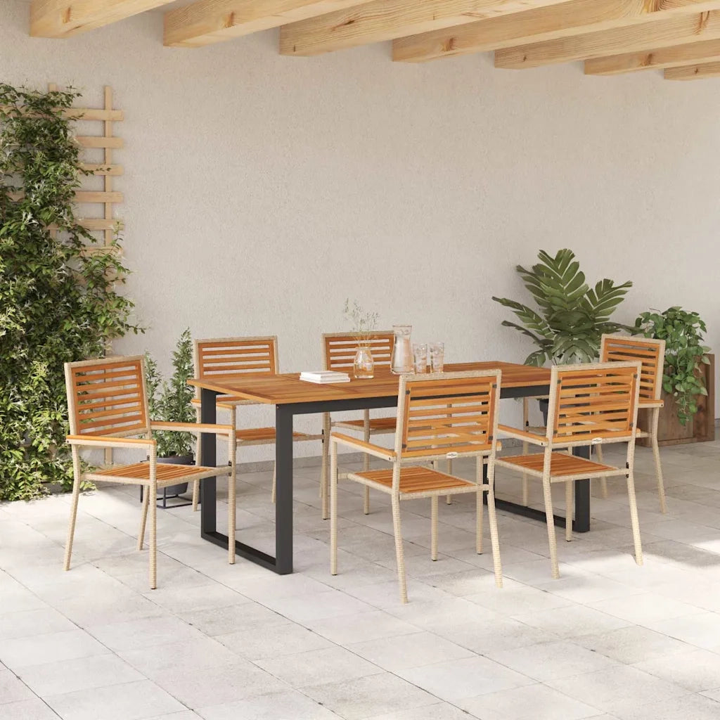 Set da Pranzo per Giardino 7 pcs Beige Legno di Acacia Massello 3365465