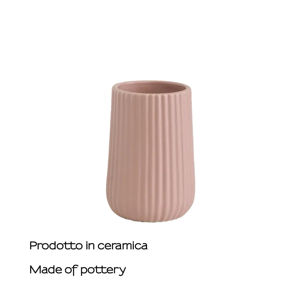 Portaspazzolini Gedy in ceramica rosa | Marika