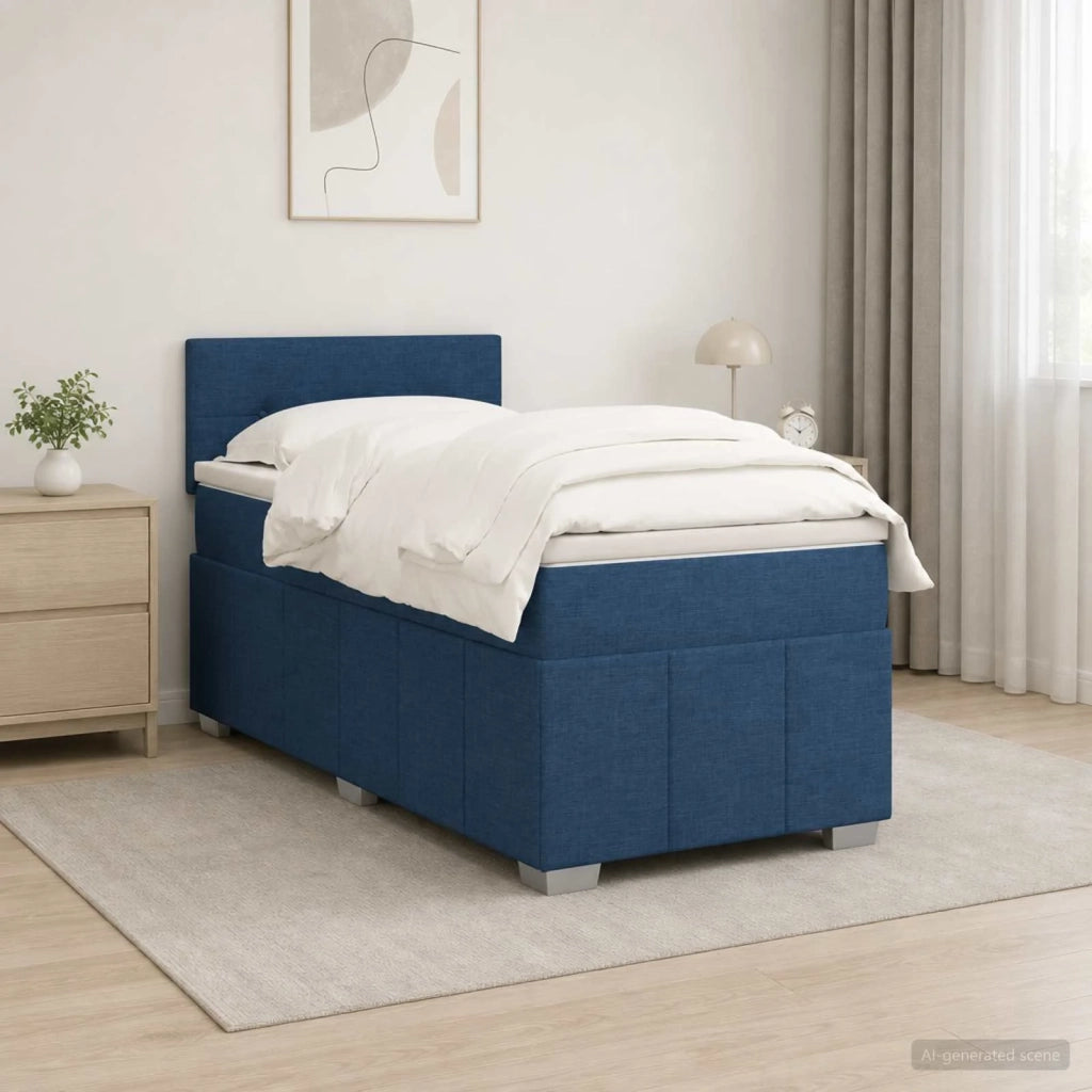 Letto box spring con materasso Blu 90 x 200 cm Tessuto 3452592