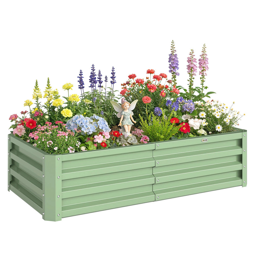 Carré Potager de Jardin Rectangulaire, Tôle d'Acier Ondulée, 120 x 60 x 30,5 cm, Vert