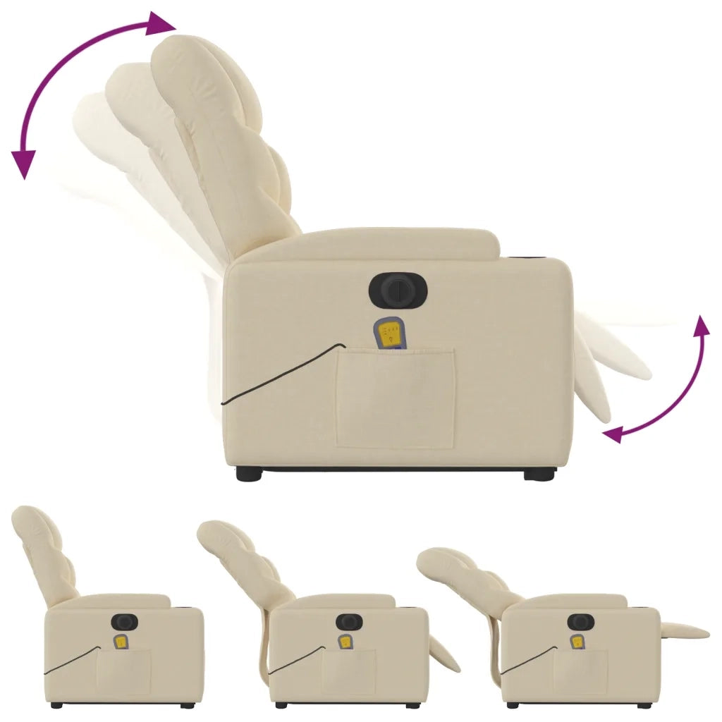 Poltrona Alzapersona Massaggiante Elettrica Crema in Tessuto 3204641