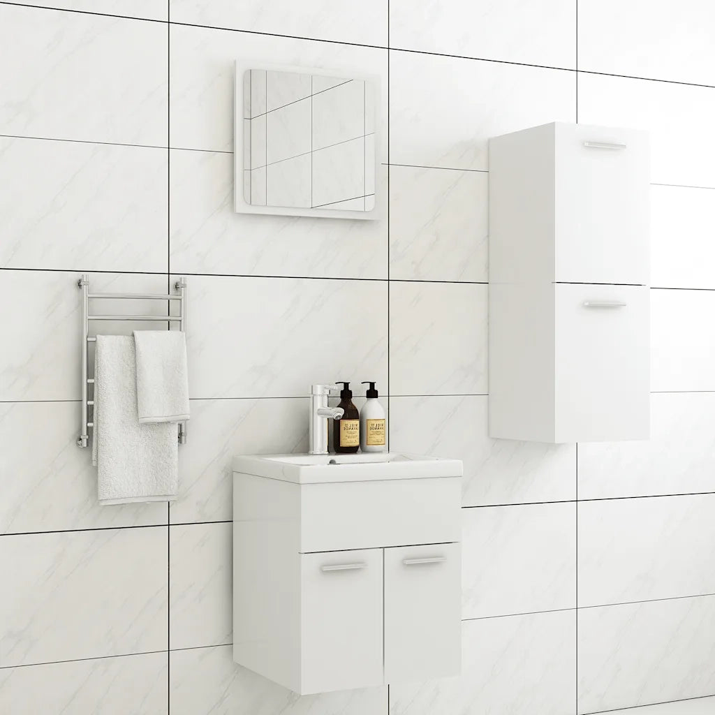 Set Mobili da Bagno | Armadio da bagno Bianco in Truciolato