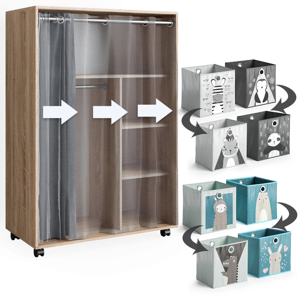 Vicco Armadio multifunzione Sonoma 100 x 146.6 cm con box pieghevole