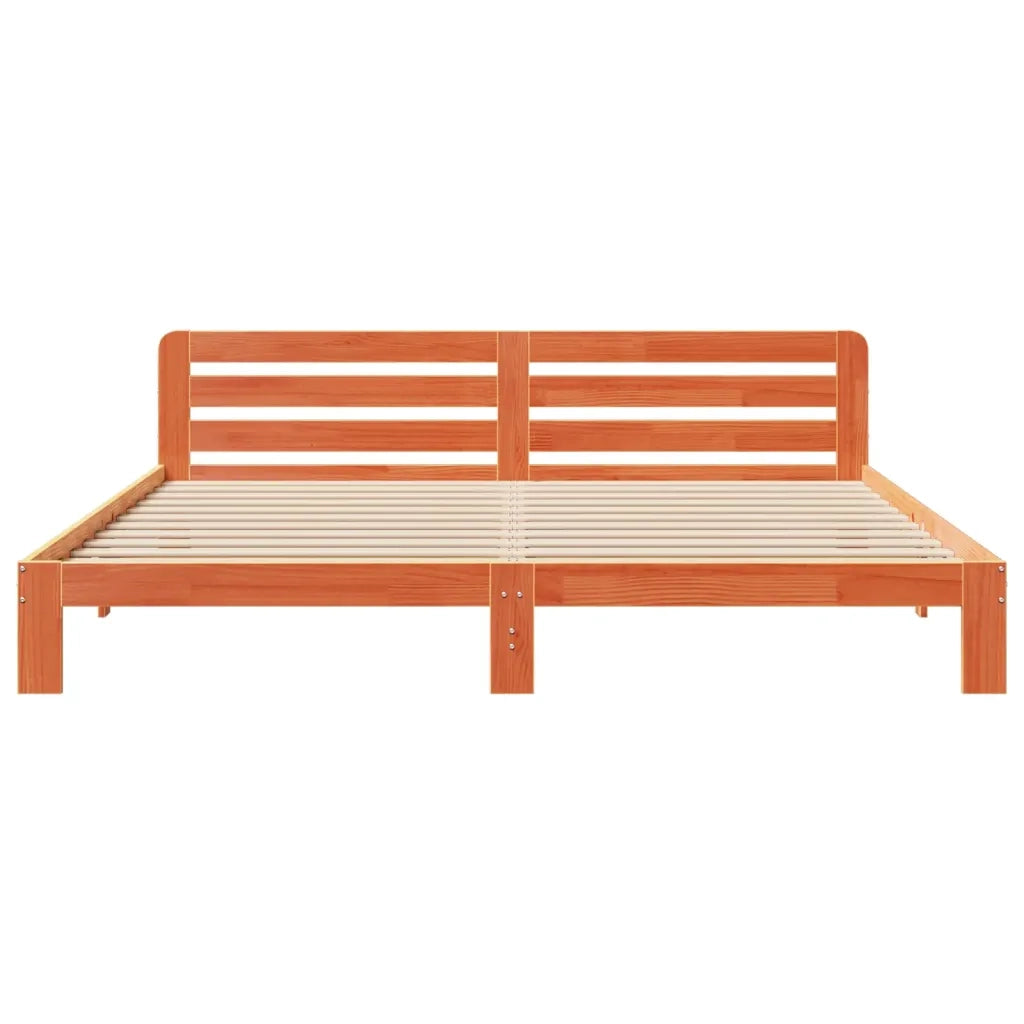Letto senza Materasso Marrone Cera 200x200 cm in Legno di Pino