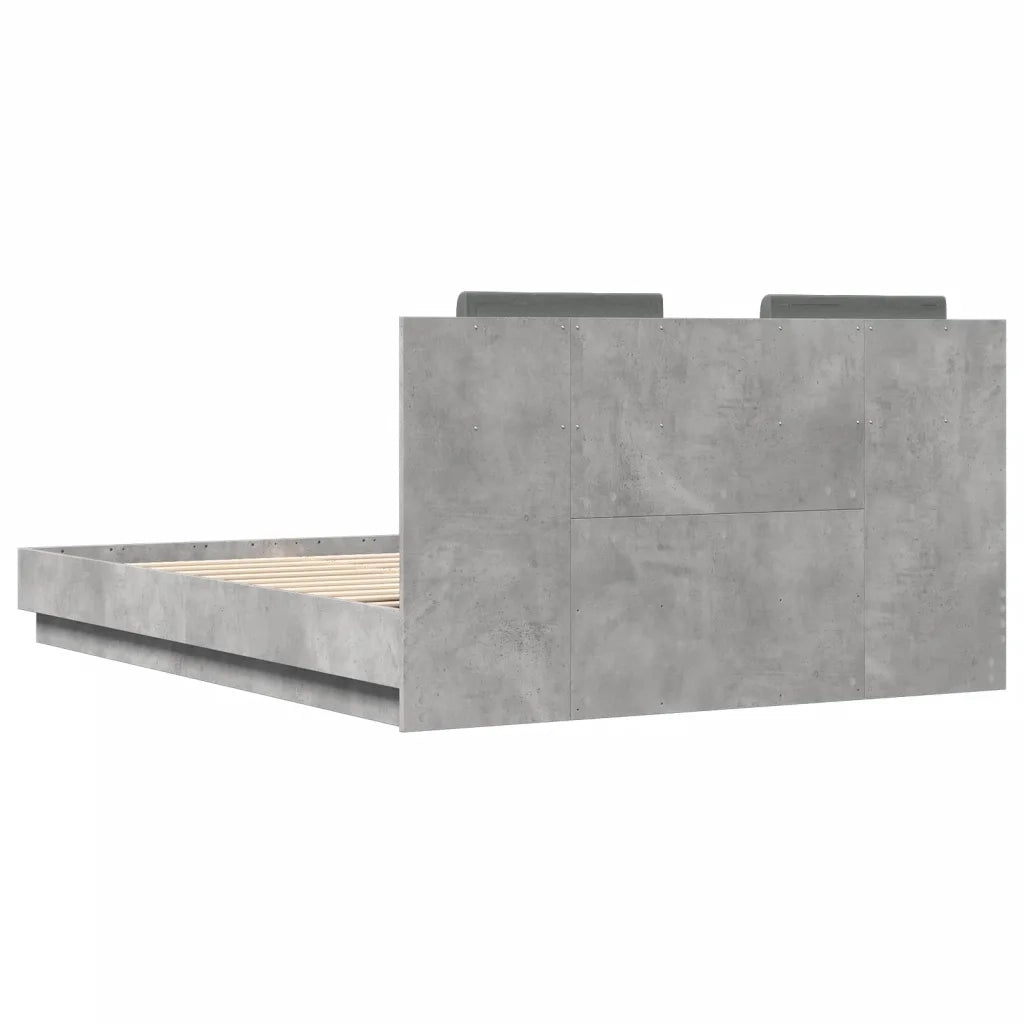Giroletto con Testiera e LED-Struttura Letto con testiera Grigio Cemento 150x200 cm 370357