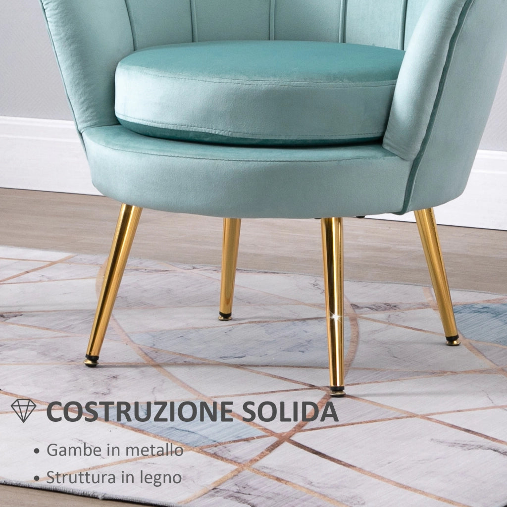Poltrona Vintage in Velluto ¨C Zephmum ¨C Verde 76x67x74 cm