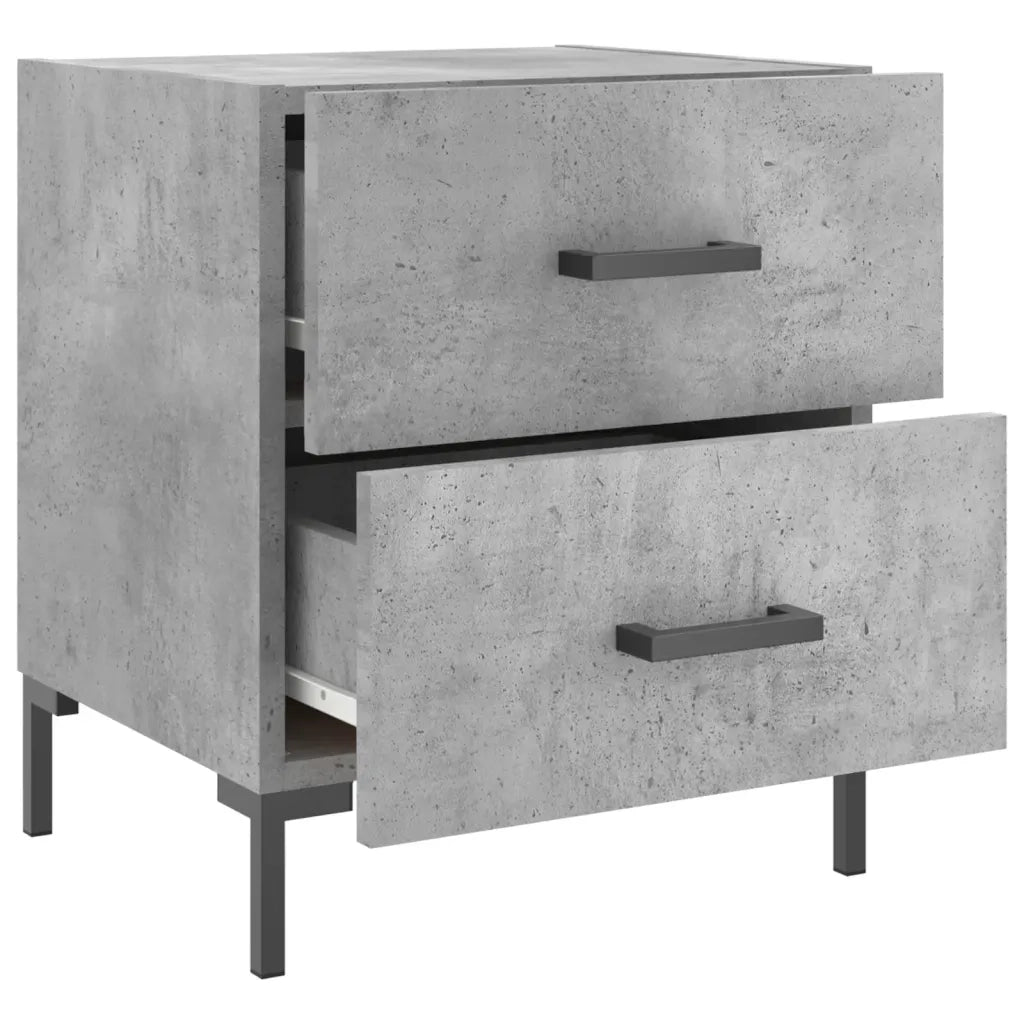 Comodino | Armadio da Notte | Mobiletto da notte Grigio Cemento 40x35x47,5 cm in Legno Multistrato