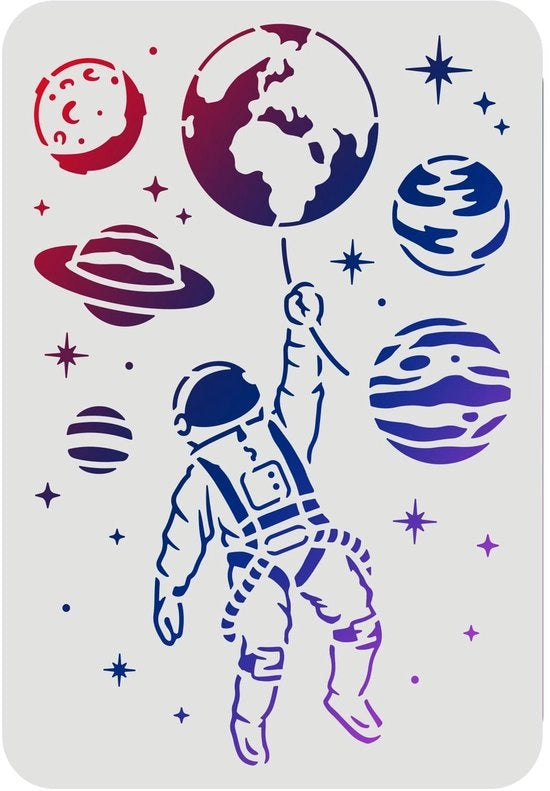 Sfondi Astronauti - Sfondi per Muro - Sfondi Riciclabili - 29,7 x 21 cm - Tema Spaziale - Pittura Creativa - Adatto per Bambini