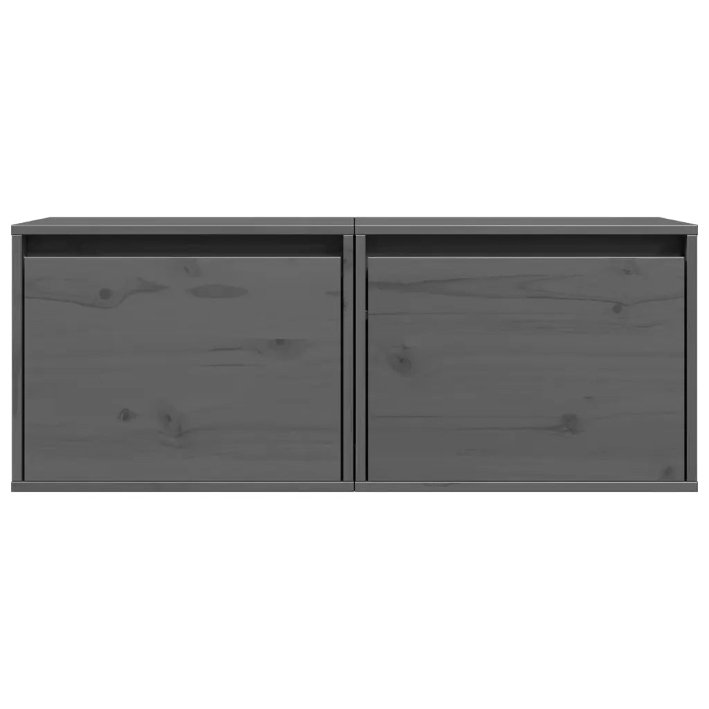 Pensili Grigi 2 pz 45x30x35 cm in Legno Massello di Pino 813440