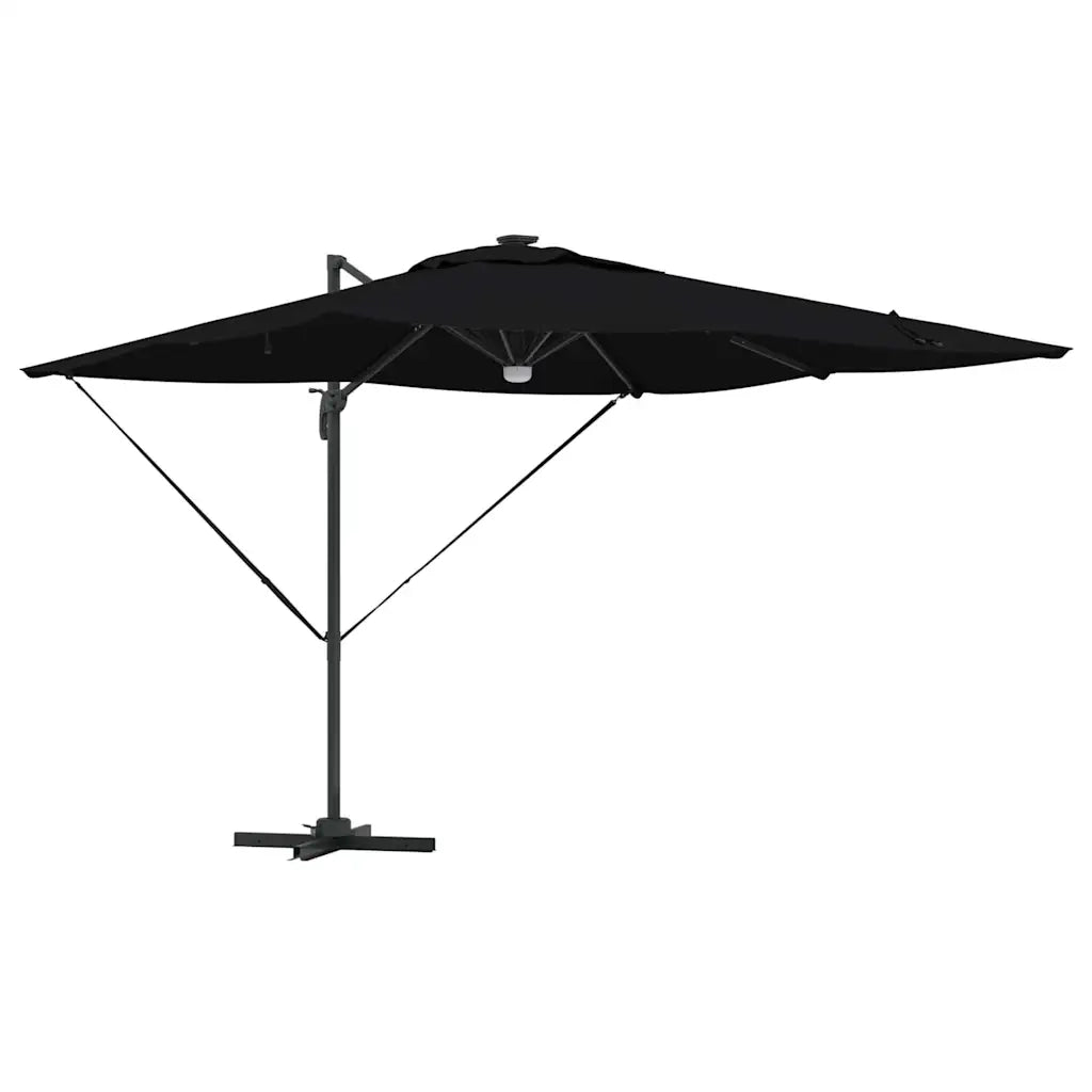 Parasole Roma-Ombrellone da giardino Nero 286 x 284 x 270 cm Alluminio e Poliestere