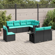 Set Divani da Giardino 8 pz con Cuscini Nero in Polyrattan 3220436