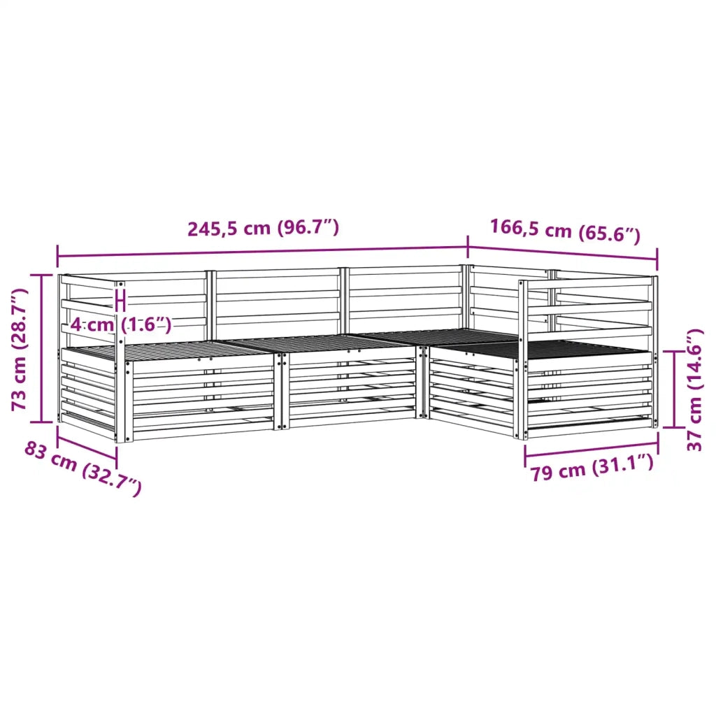 Set di divani da esterno 4 pcs Naturale 3373359