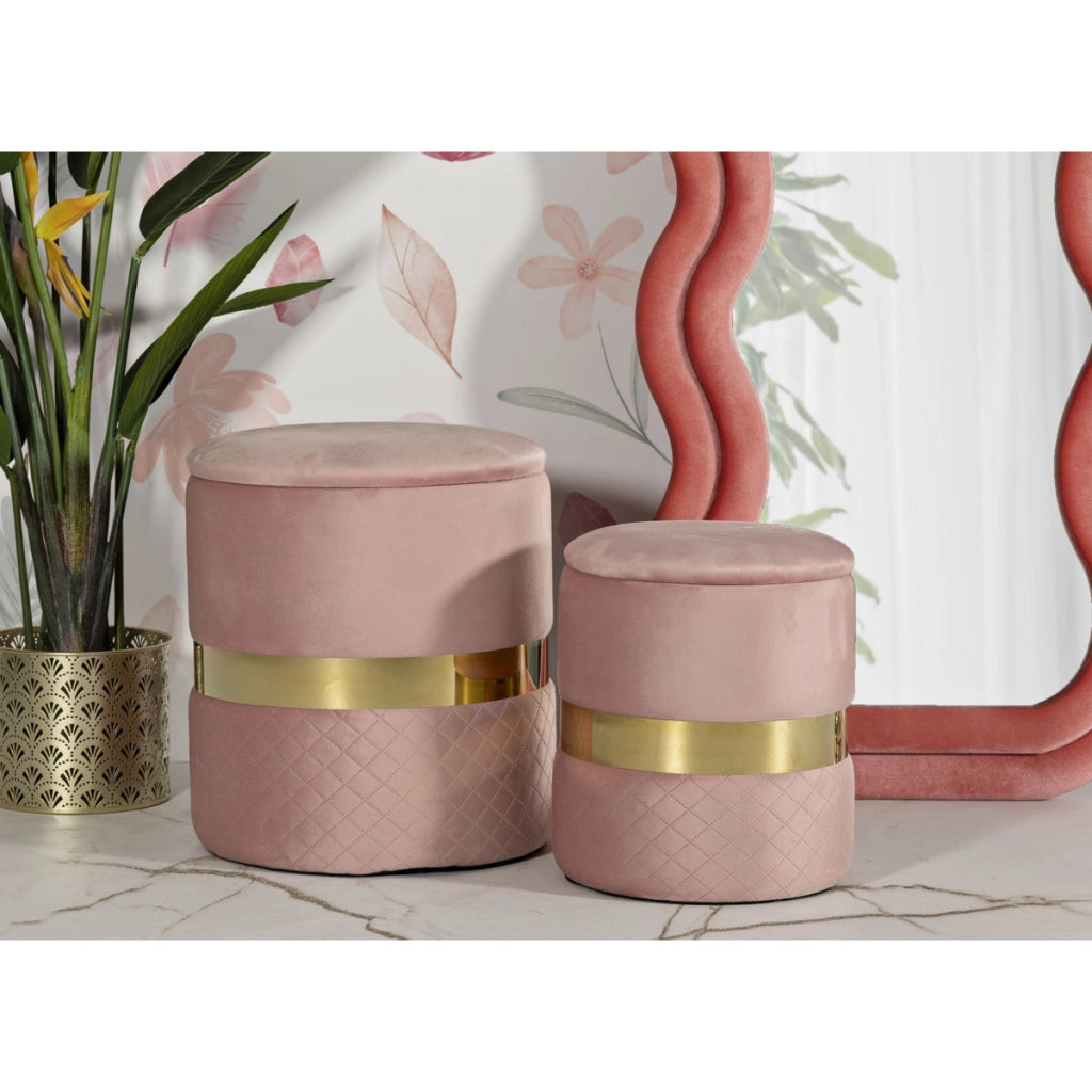 Set di 2 Pouf VKH869, Rosa, Poliestere, 37x37x42 cm