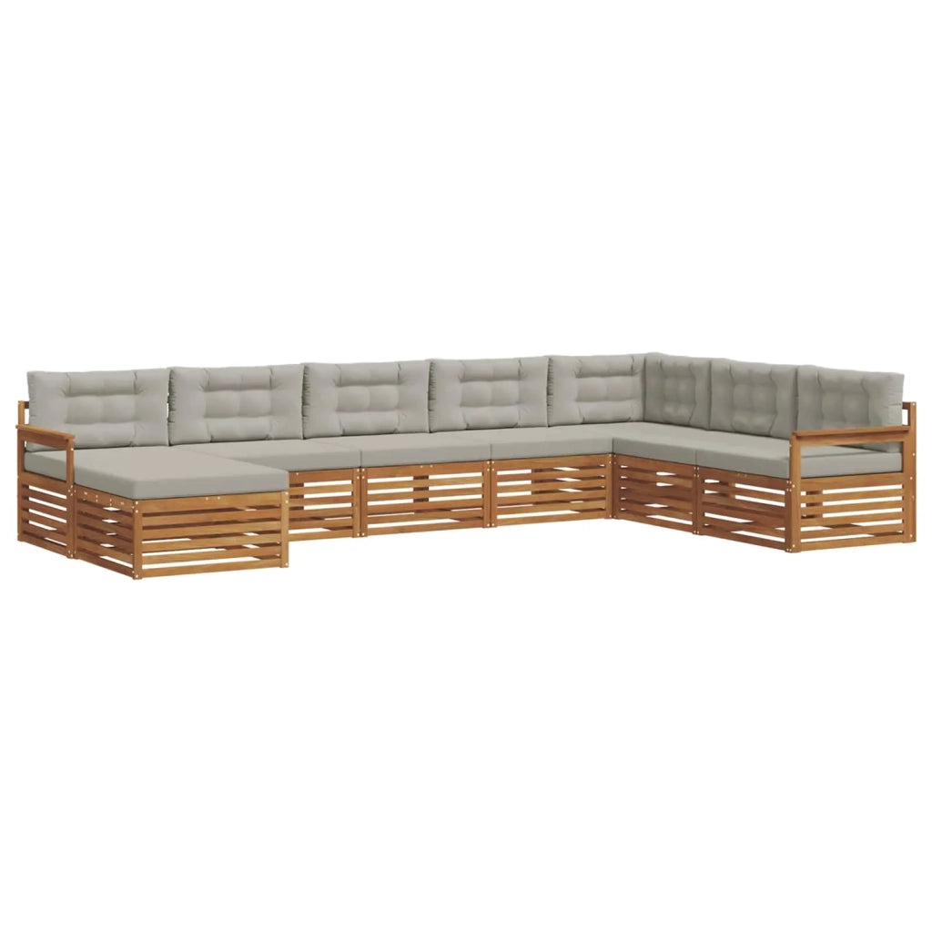 Set di divani da esterno 8 pcs Grigio Naturale e Chiaro