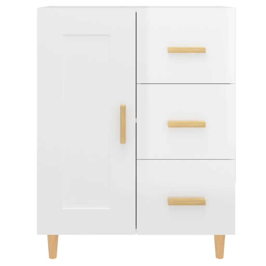 Credenza-Buffet-Armadio da cucina 69,5x34x90 cm in Legno Multistrato Bianco Lucido 314089