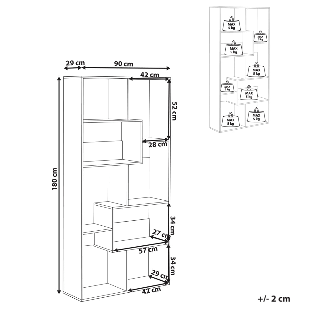Libreria a 6 ripiani in truciolato Marrone chiaro stile minimalista