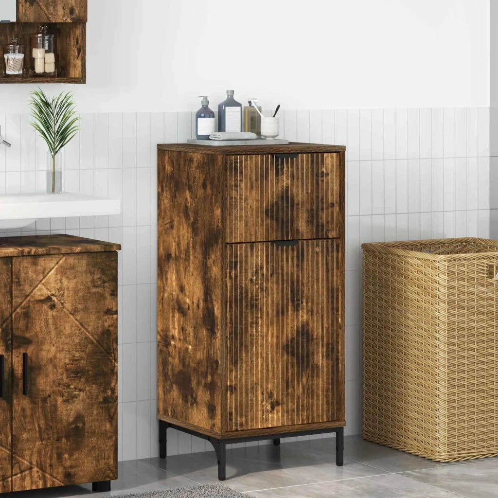 Mobile da Bagno con cassetto Rovere fumé 39,5 x 36 x 88 cm 883399