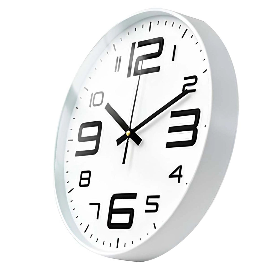 Orologio da parete silenzioso moderno da 31 cm per ufficio o soggiorno Bianco Avizar