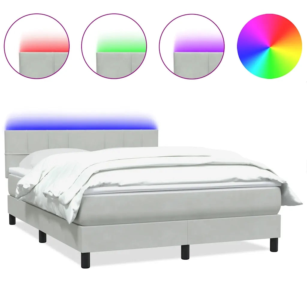 vidaXL Giroletto a Molle con Materasso Grigio Chiaro 160x210cm Velluto
