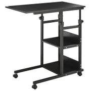 Tavolino da Salotto Tavolino a Rotelle Tavolino da Letto per Computer Portatile Altezza Regolabile - 2 Mensole integrate - telaio metallico Nero