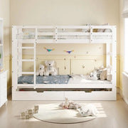 Letto a pile per bambini 90x200cm, realizzato in legno massello, con 2 cassetti, letto a baldacchino per 2 bambini.