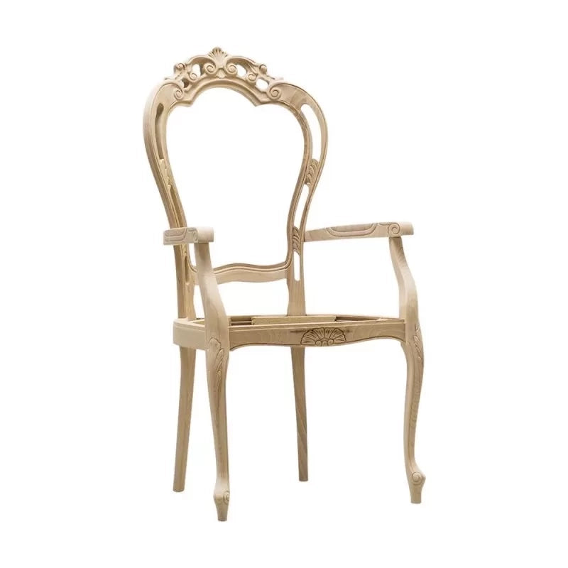 Set 2 poltrone barocche intagliate legno grezzo 60x55x110 - Mobili 2G