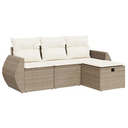Set Divano da Giardino 4 pz | Set Salotto da Giardino con Cuscini Beige in Polyrattan