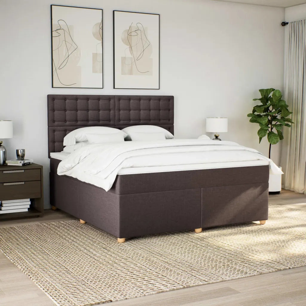 vidaXL Giroletto a Molle con Materasso Marrone Scuro 180x200cm Tessuto