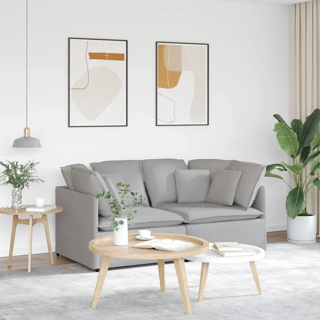 Divano Modulare con Cuscini in Tessuto Grigio Nuvola 3321246