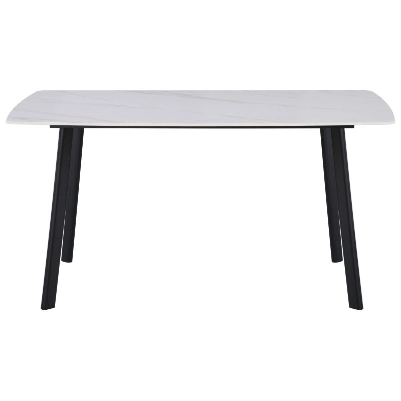 Tavolo Quincy Dimensione 150x85x75 Top In Ceramica Amica Bianco Marmo Lucido