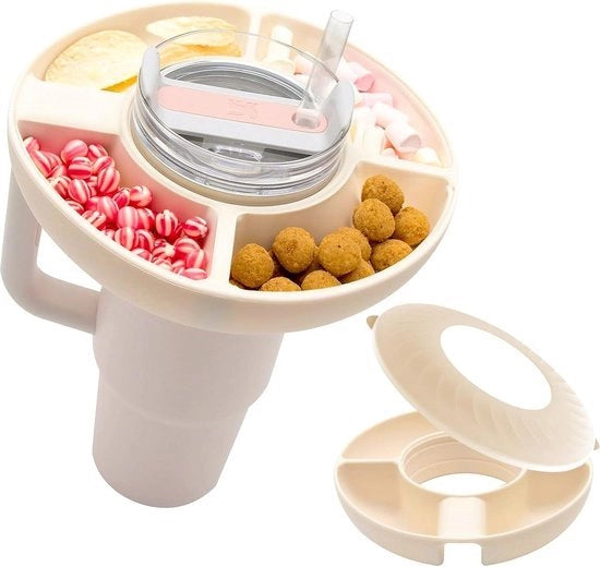 Tazza per snack in silicone con 4 celle per antipasti - 100 ml tazza per snack - 100 ml tazza termica - snack per noci e alimenti - coperchio da 100 ml - compatibile con Stanley