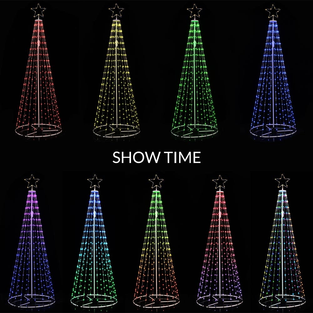 Albero Natale Luminoso 224 cm con 324 LED RGB App Smart Control Luci per Esterno