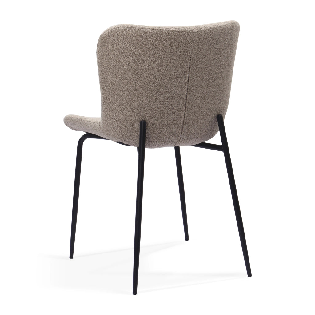 Sedia da pranzo Set da 2 con Schienale Alto Arrotondato e Design Ergonomico, in Tessuto e Metallo, Cachi