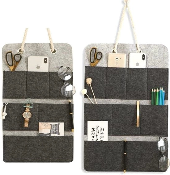 Organizzatore da appendere per 2 porte, 1 per bagno e 1 per ufficio, con contenitore in feltro per utensili da campeggio