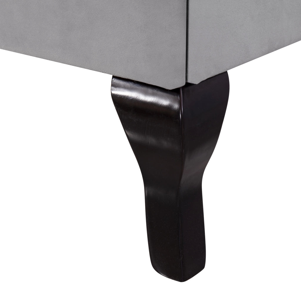 Letto imbottito singolo 90x200 cm in velluto grigio con testiera imbottita e rete a doghe