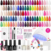 Set di manicure 75 pezzi con gel per unghie e luce UV - 45 colori starter set comprensivo di base e top coat e strumenti per nail art - set di manicure per donne