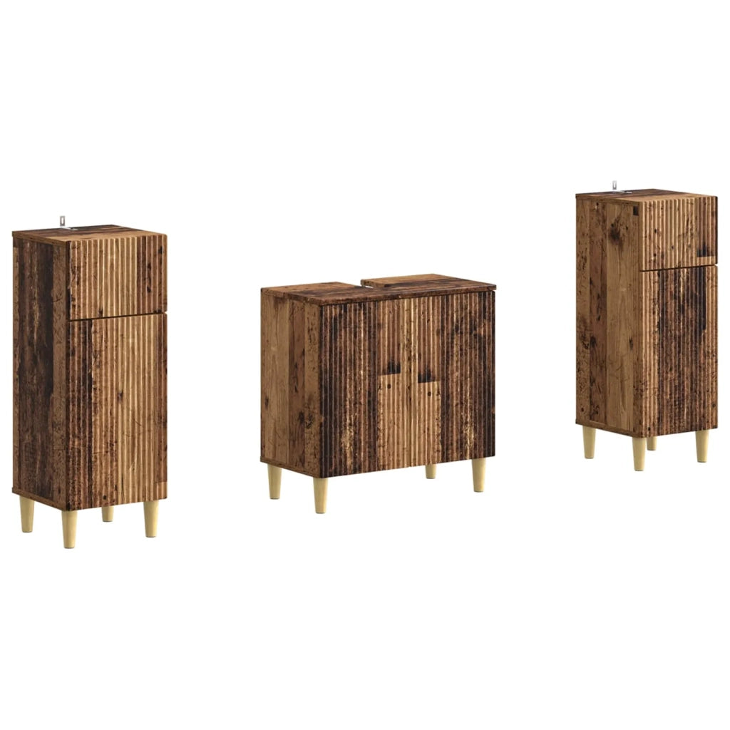 Set di Armadi da Bagno da 2 Pezzi ARNHEM Legno antico 3418015
