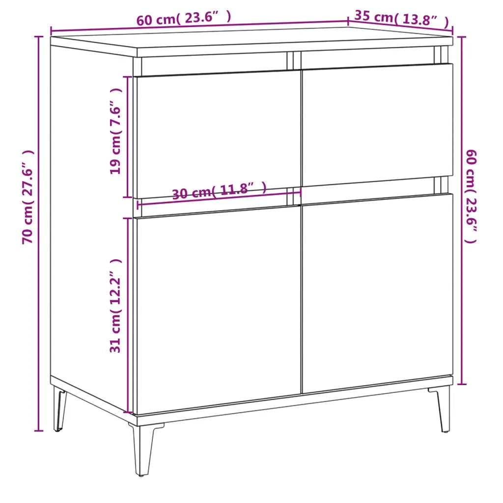 Credenza | Madia | Buffet da pranzo | Armadio da pranzo Grigio Sonoma 60x35x70 cm in Legno Multistrato
