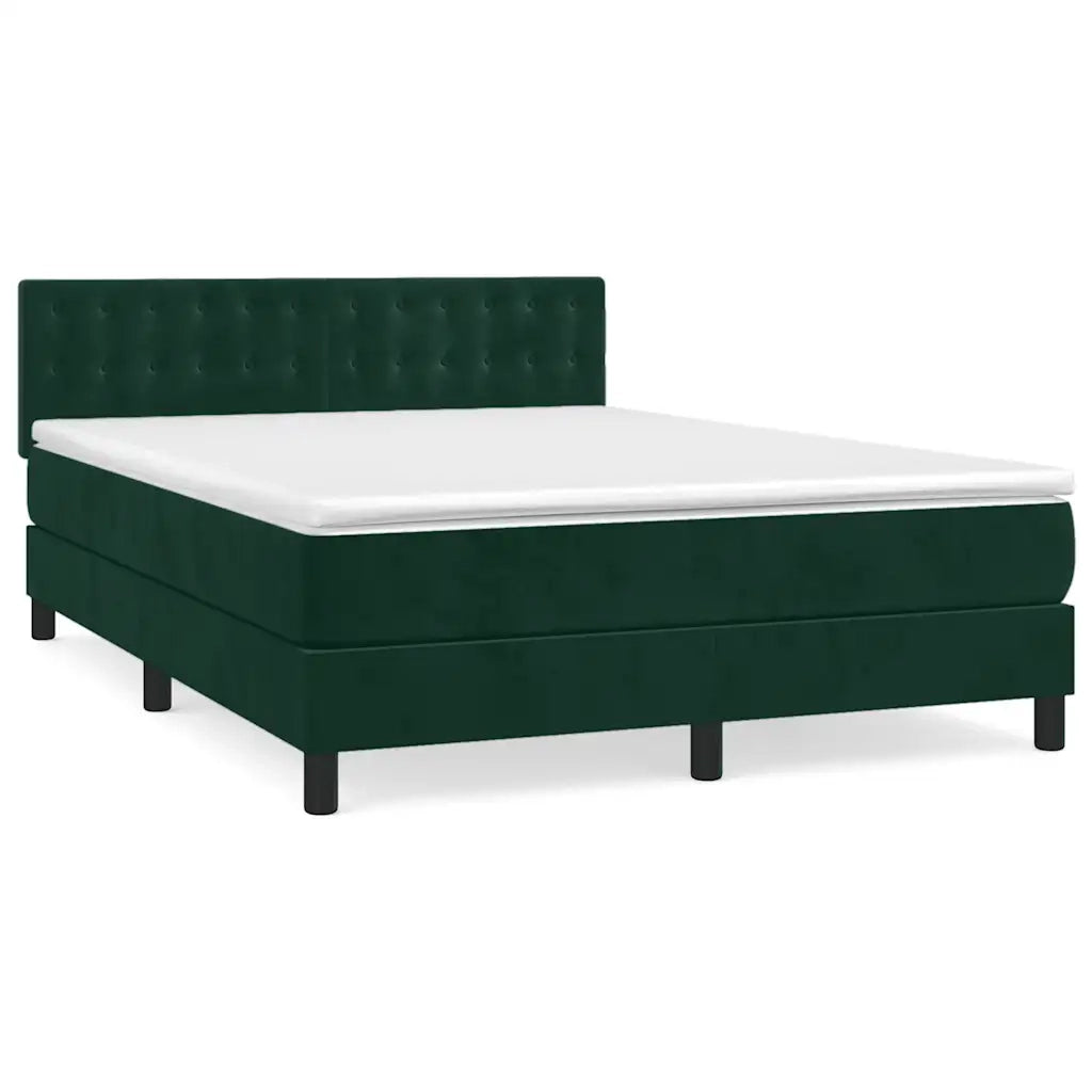 Giroletto a Molle con Materasso Verde Scuro 140x190 cm Velluto 3141542
