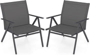 Set di 2 Sedie da Giardino, Poltrone da Esterno con Tessuto a Rete Traspirante e Struttura in Metallo, Portata 160 kg, Sedie da Terrazzo per Veranda, Balcone e Campeggio