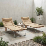 Lettino prendisole pieghevole con cuscino 2 pz Beige 42032386
