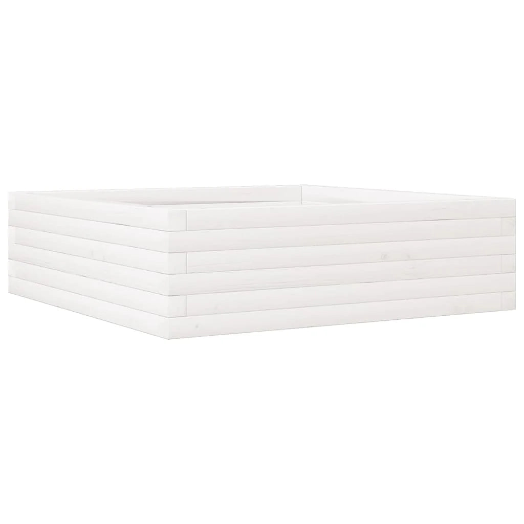 Fioriera rialzata per piante e fiori terrazza giardino 80 x 80 x 23 cm legno di pino massiccio bianco 02_0037889