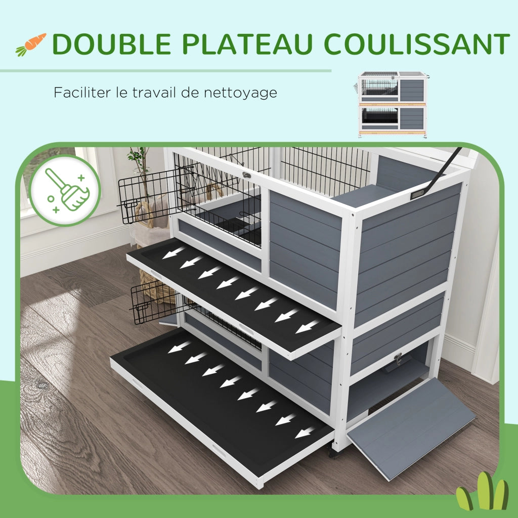 Cassettiera in legno con ruote 2 livelli 2 cassetti scorrevoli ¨C zephmum ¨C 90x53x97 cm