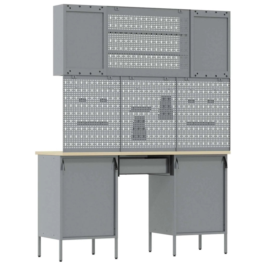 Mobile da lavoro 10 pcs Nero Legno ingegnerizzato e acciaio 3321454