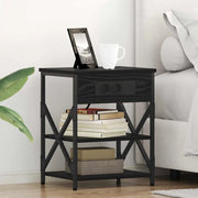Armadio da Notte Rovere Nero 41 x 31 x 51 cm Legno multistrato 859515