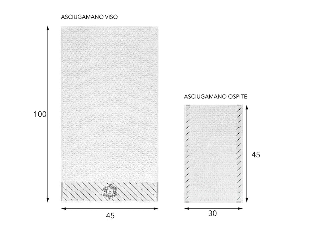 Set Asciugamano Copiola Salvietta Bagno In Spugna 100% Cotone Con Iniziali Lettere - Set 2 - E
