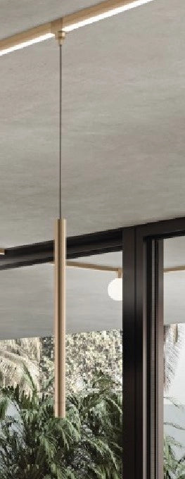 SOSPENSIONE 8W 3000K 635LM ORO 45CM  D.3CM IP65 PER SISTEMA BINARIO OUTY
