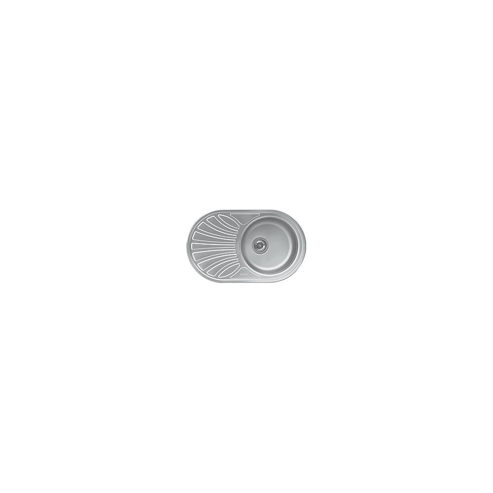 Lavello ovale incasso 1 vasca e gocciolatoio sinistro 78x48 Smeg LMEL77S inox