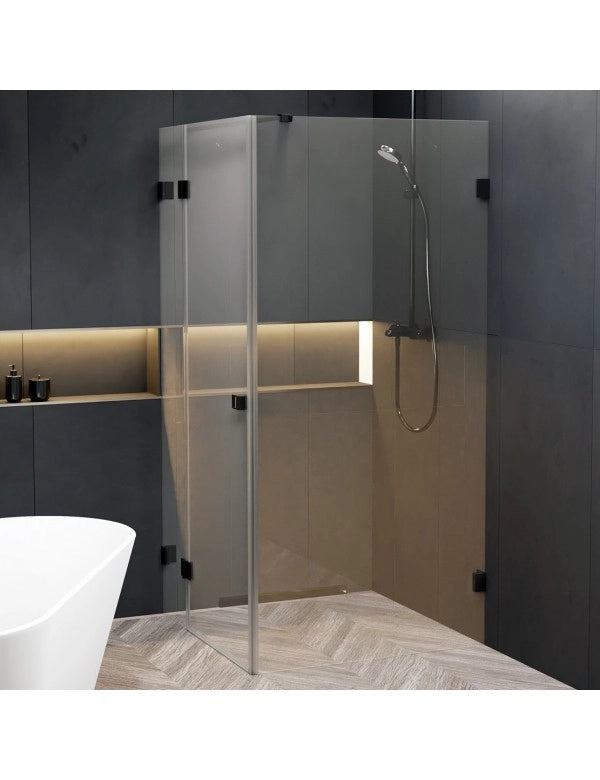 SCANDIC NXT 203 RIHO 90x90 x200cm Box Doccia Angolo Sinistro con Cerniera Nera