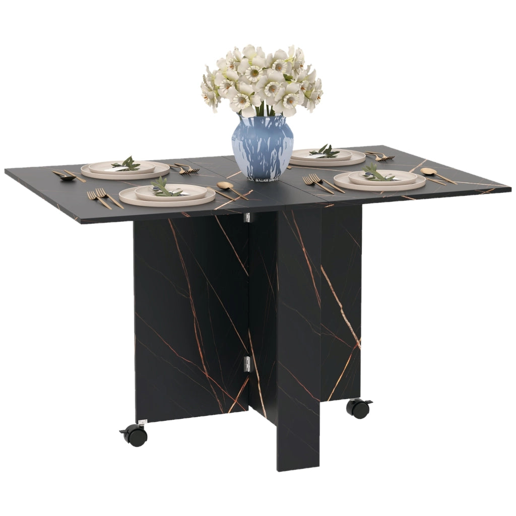 Tavolo pieghevole da pranzo ¨C zephmum ¨C 120x80x73 cm nero effetto marmo